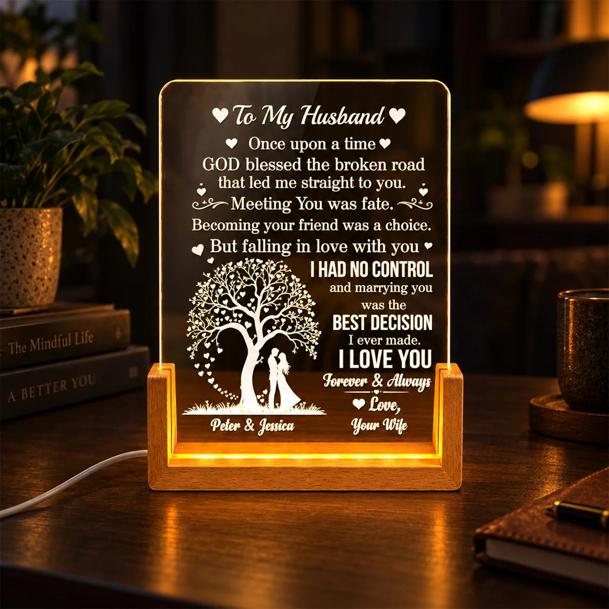 Personalized Marrying You Best Decision Couple Acrylic Night Light