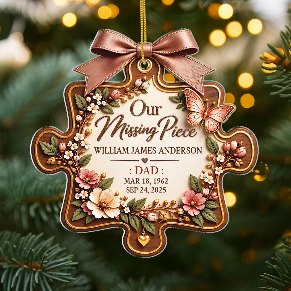 My Missing Piece Ornament Personalized In Loving Memory Keepsake - Memorial Remembrance Gift for Family