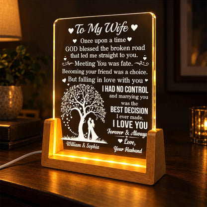 Personalized Marrying You Best Decision Couple Acrylic Night Light