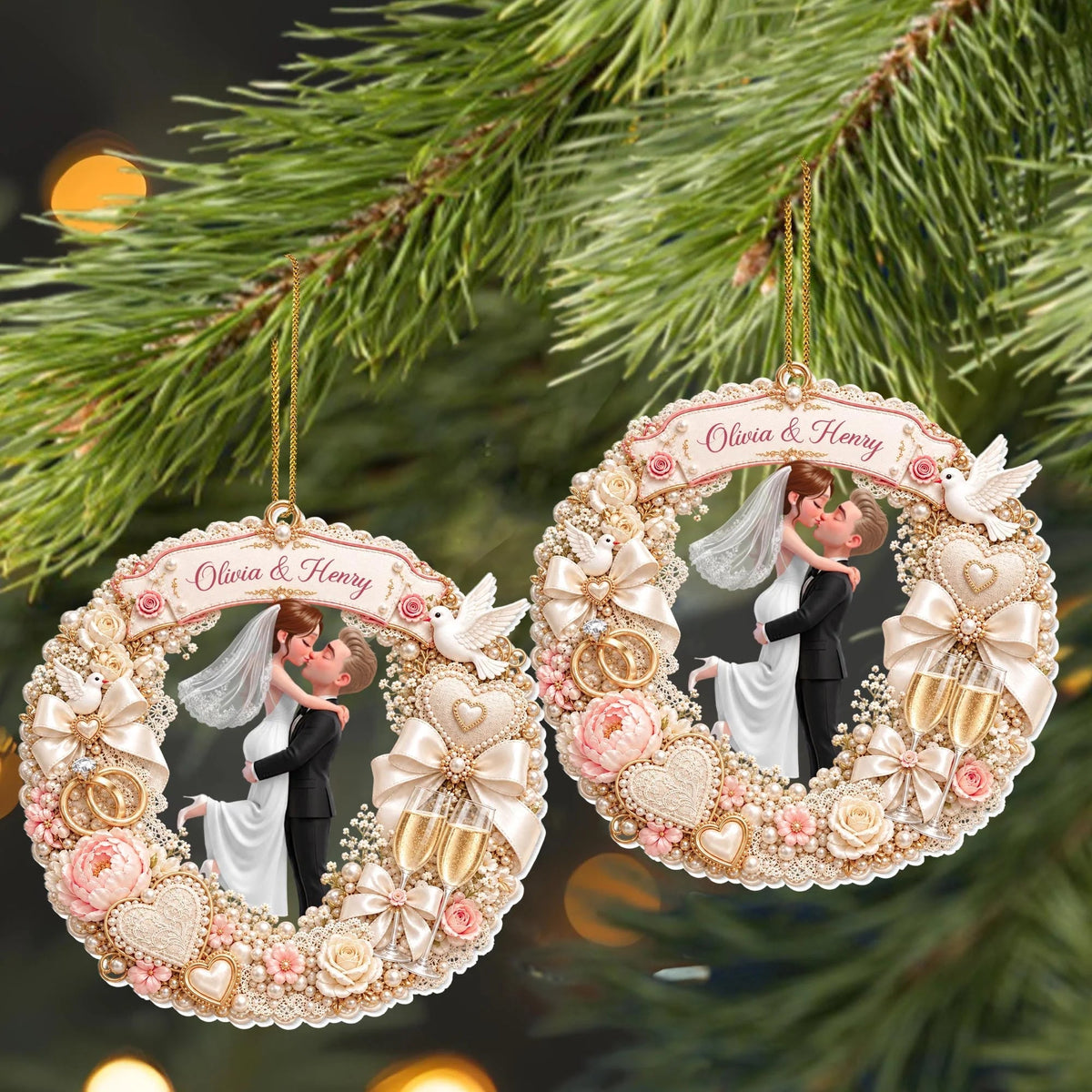 Personalized First Christmas As Husband And Wife Acrylic Ornament