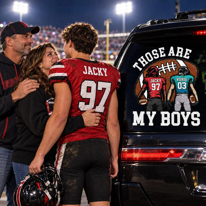 Those Are My Boys Personalized Football Car Decal - Custom Player Name & Number Sticker Gift for Sports Mom Dad
