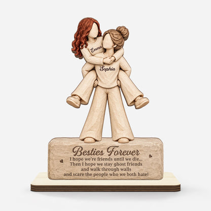 Besties Forever Ghost Friends Personalized Wooden Plaque - Birthday Gift for Best Friend