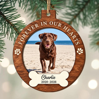 Personalized Dog Photo Memorial Wood Ornament