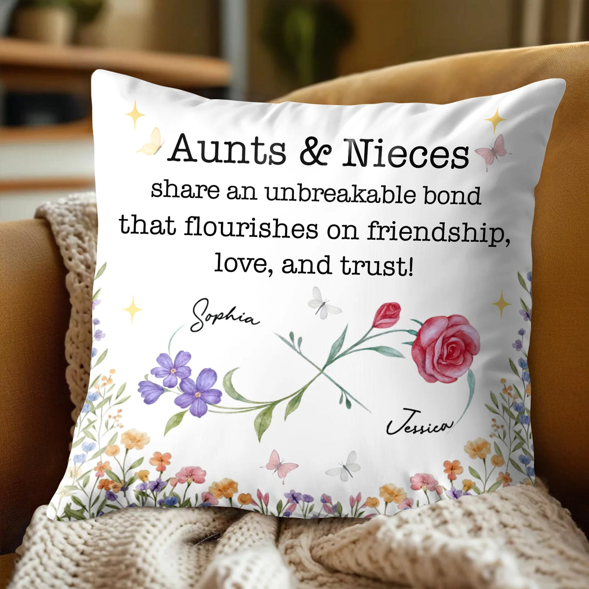 Personalized Aunts And Nieces Unbreakable Bond Throw Accent Pillow