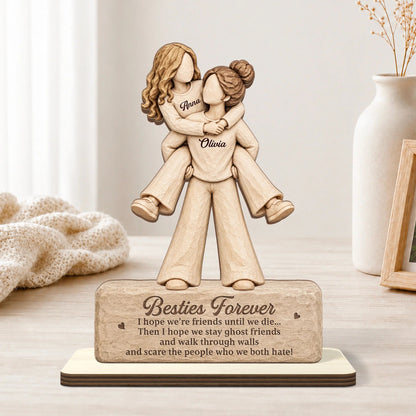 Besties Forever Ghost Friends Personalized Wooden Plaque - Birthday Gift for Best Friend