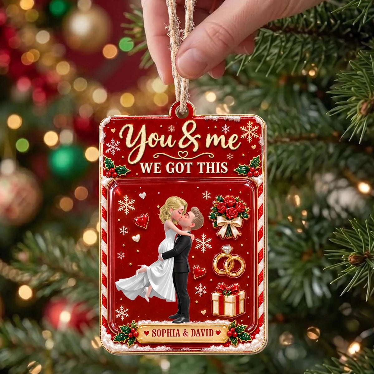 You & Me We Got This Personalized Couple Wooden Ornament - Christmas Anniversary Keepsake Gift