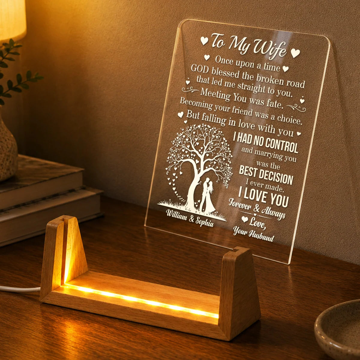 Personalized Marrying You Best Decision Couple Acrylic Night Light