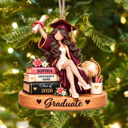 Graduate Keepsake Personalized Wooden Ornament - Senior Class Gift for Daughter
