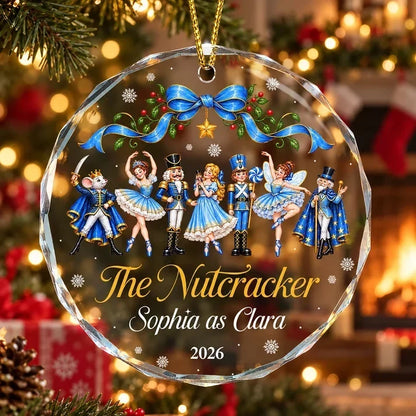 Personalized Crystal Ornament, Nutcracker Ballet Dancers in Festive Pink, Unique Christmas Gift for a Ballet Girl